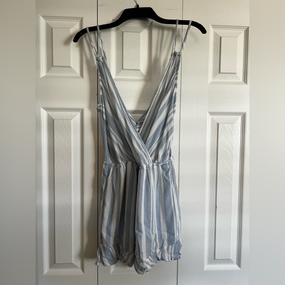 American Eagle Striped Blue and White Women's Romper